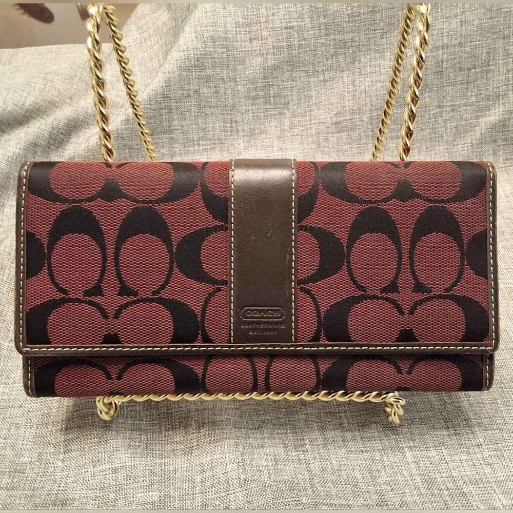 Authentic, Vintage Coach Burgandy, and Black Signature Wallet